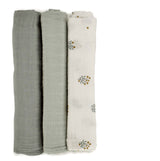 Large Bamboo Muslin Cloths For Baby, 80 x 80 cm (3-Pack), Botanic