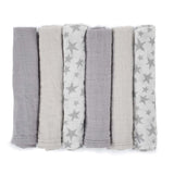 Bamboo Muslin Cloths For Baby 35 x 35 cm (6-Pack), Star