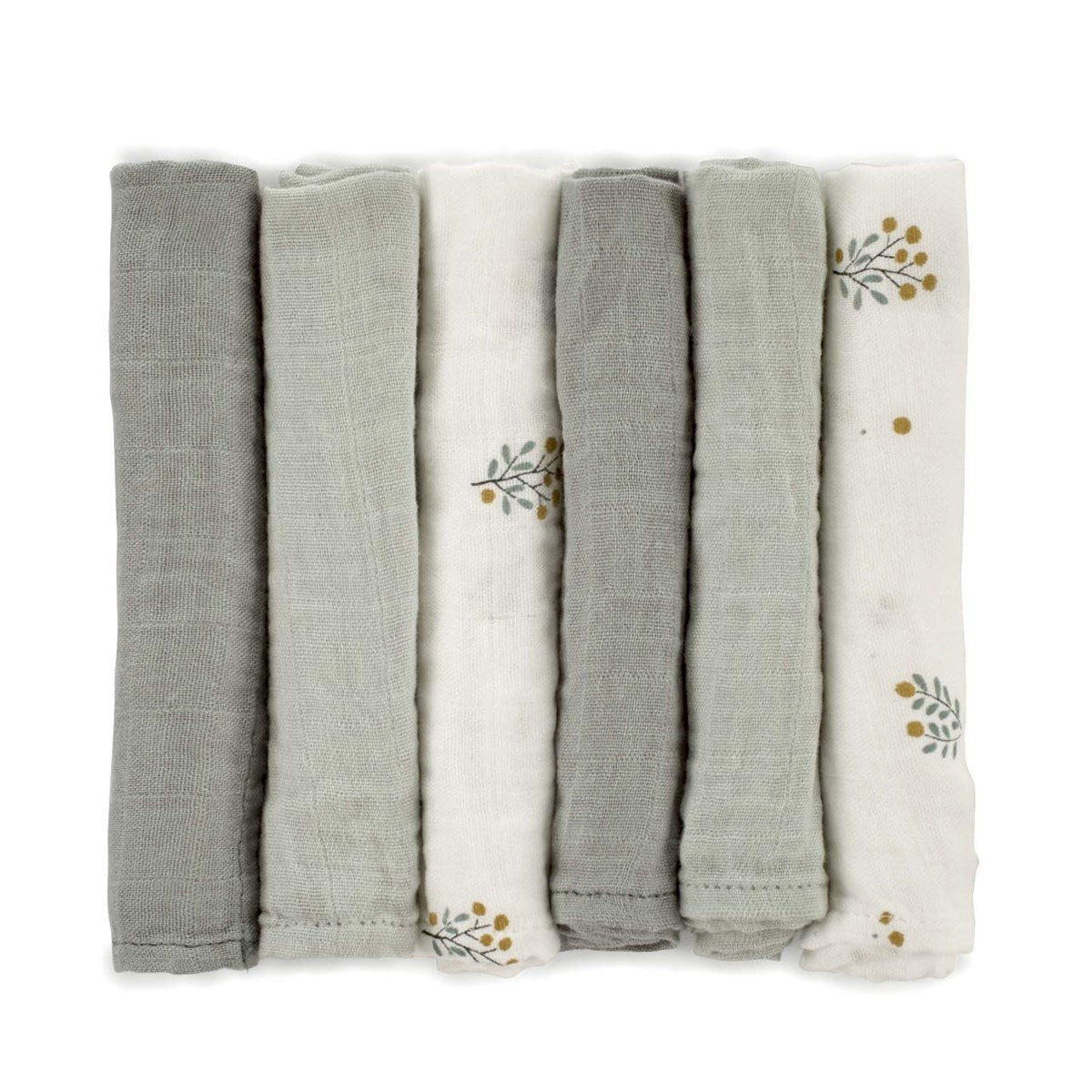 Bamboo Muslin Cloths For Baby 35 x 35 cm (6-Pack), Botanic