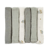 Bamboo Muslin Cloths For Baby 35 x 35 cm (6-Pack), Botanic