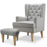 Johnston's Soothe Easy Deluxe Nursing Chair & Rocker with Foot Stool, Grey / Beechwood