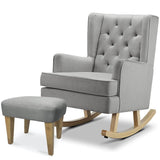 Johnston's Soothe Easy Deluxe Nursing Chair & Rocker with Foot Stool, Grey / Beechwood