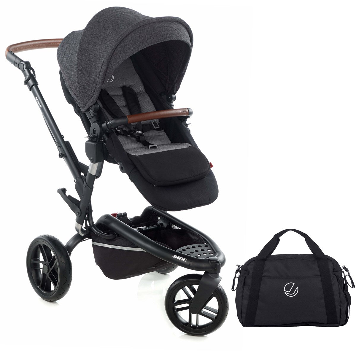 Jané Trider + Transporter Plus Carrycot, Black & Grey