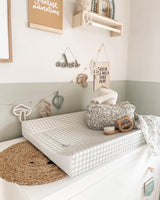 Gingham Sage Green Anti Roll Wedge Baby Changing Mat