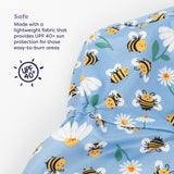 UPF 40+ Reversible Swim Hat for Babies and Toddlers in Busy Bees