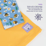 UPF 40+ Soft and Gentle Protective Swim Rash Vest in Busy Bees