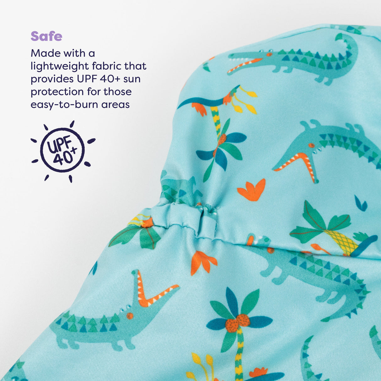 UPF 40+ Reversible Swim Hat for Babies and Toddlers in Crafty Croc