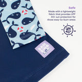 UPF 40+ Soft and Gentle Protective Swim Rash Vest in Blue Whale