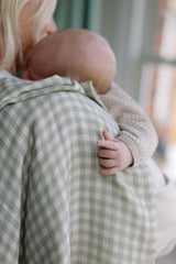 Gingham Sage Large Swaddle Muslin