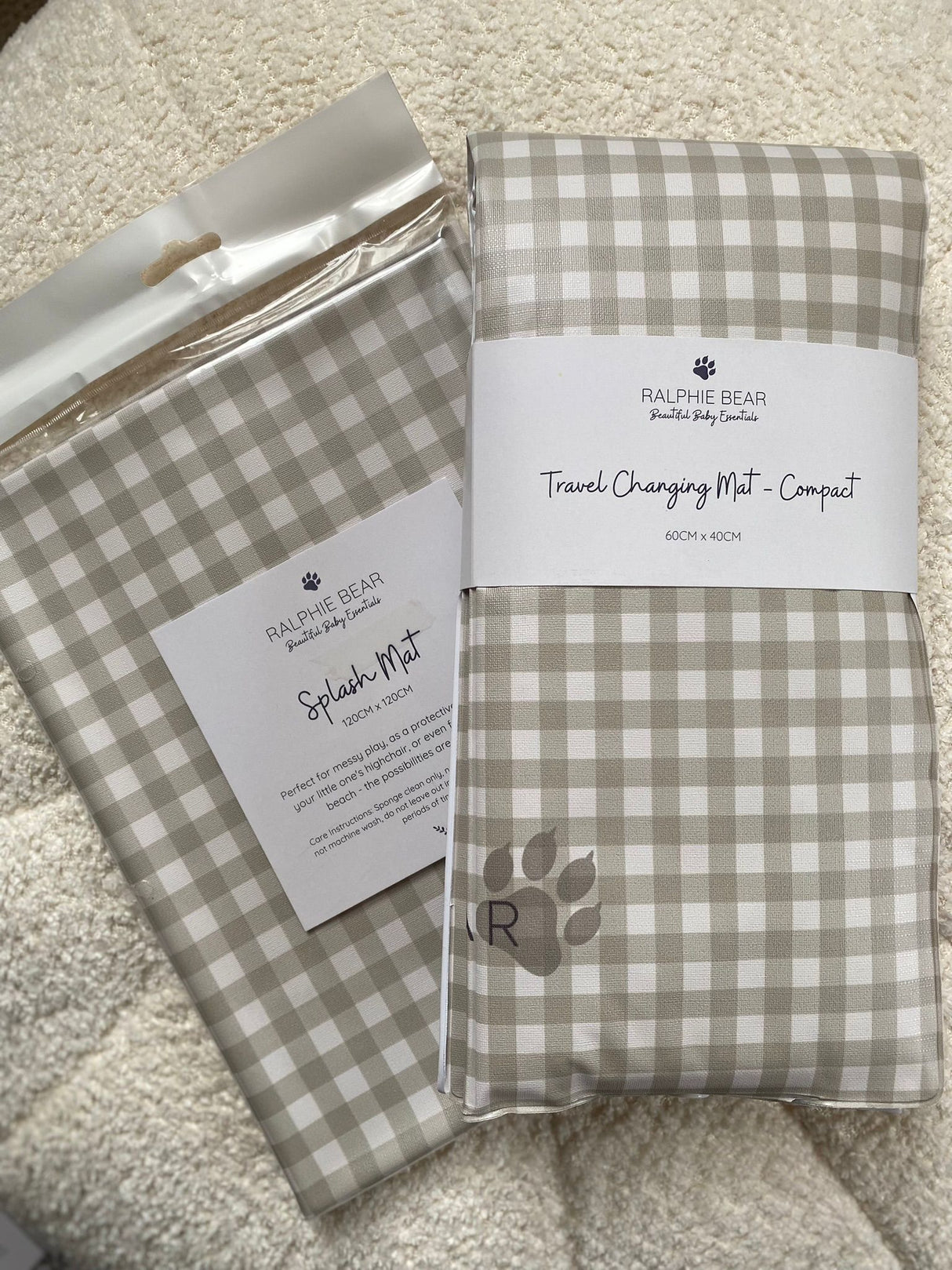 Gingham Sage Splash Mat