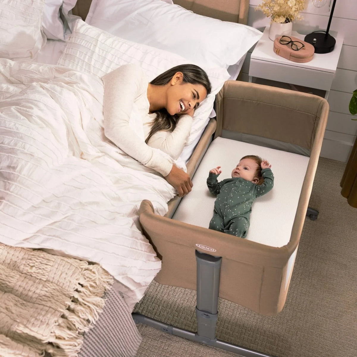 Graco Sweet2Sleep Bedside Crib - Oatmeal