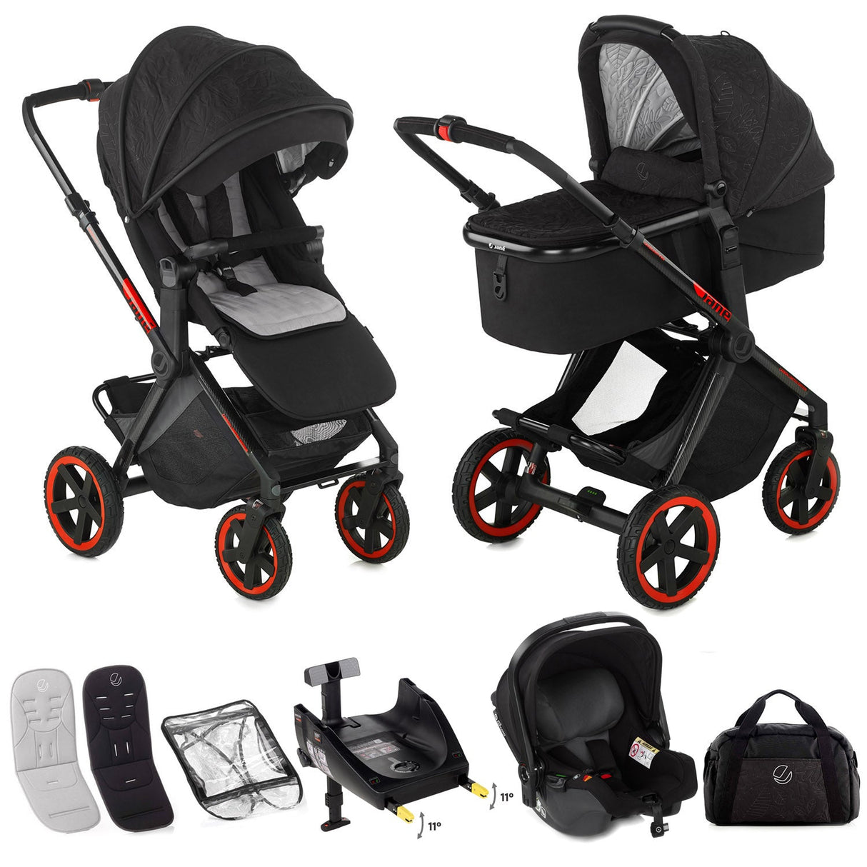 Jané Limited Edition Crosslight Pro Carbon 3in1 Travel System with Lightweight Carbon Fibre Chassis