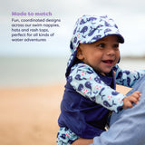 UPF 40+ Reversible Swim Hat for Babies and Toddlers in Blue Whale
