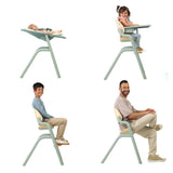 Jane Noah Highchair + Rocker Kit for Newborns – Convertible Beechwood Chair from birth to Adulthood, Pale