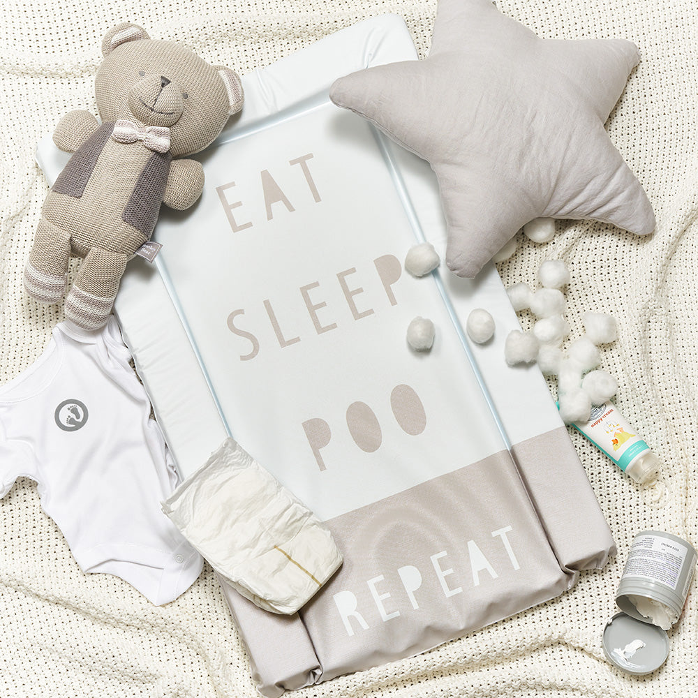 Obaby Changing Mat - Eat Sleep Repeat - Grey