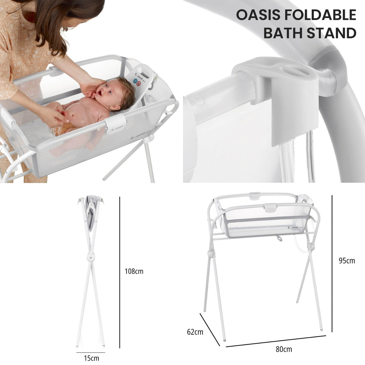 Jane Oasis Folding Bathtub, Pale