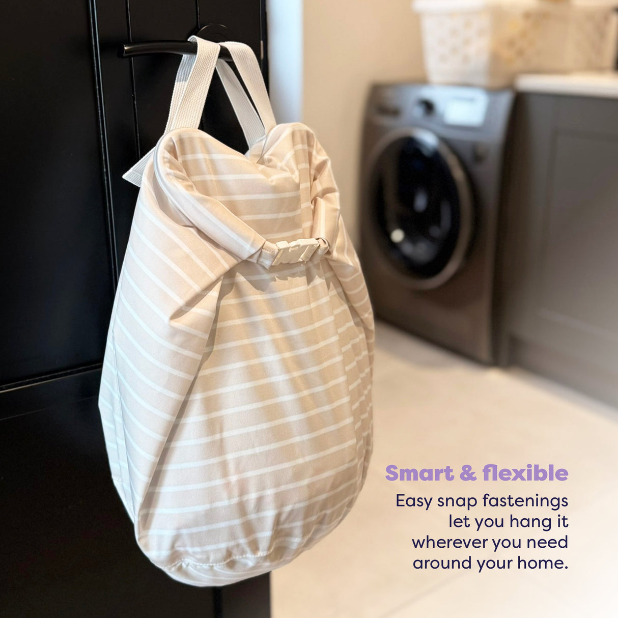 Stay-At-Home Waterproof Wet Nappy Bag in Neutral Stripe