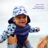 UPF 40+ Reversible Swim Hat for Babies and Toddlers in Blue Whale