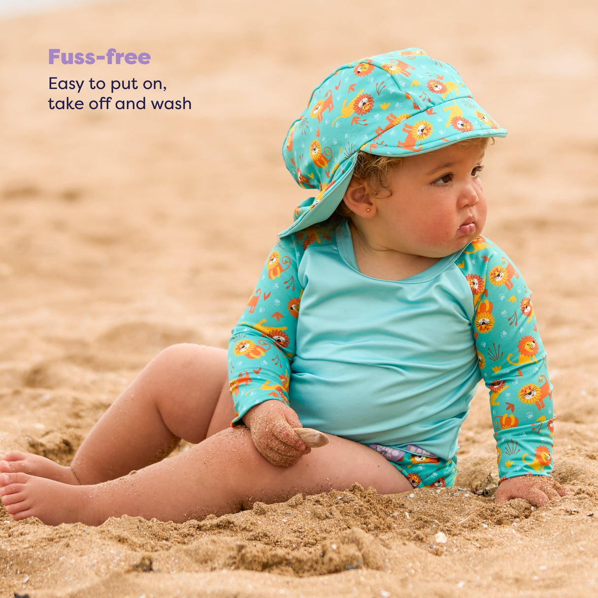 UPF 40+ Reversible Swim Hat for Babies and Toddlers in Cool Cats