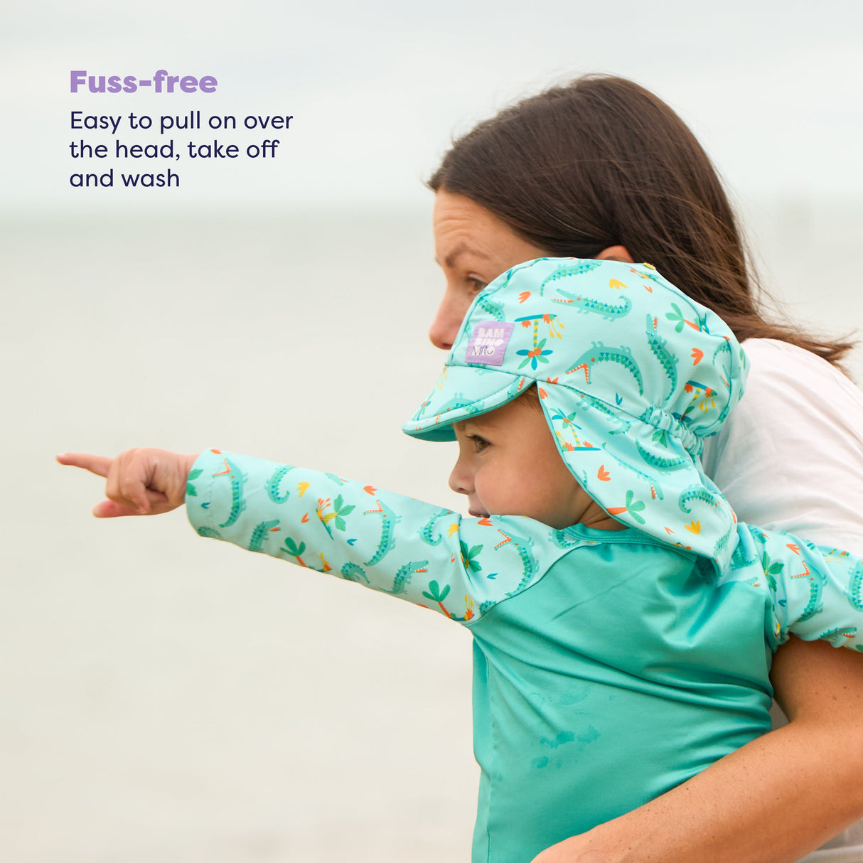 UPF 40+ Soft and Gentle Protective Swim Rash Vest in Crafty Croc
