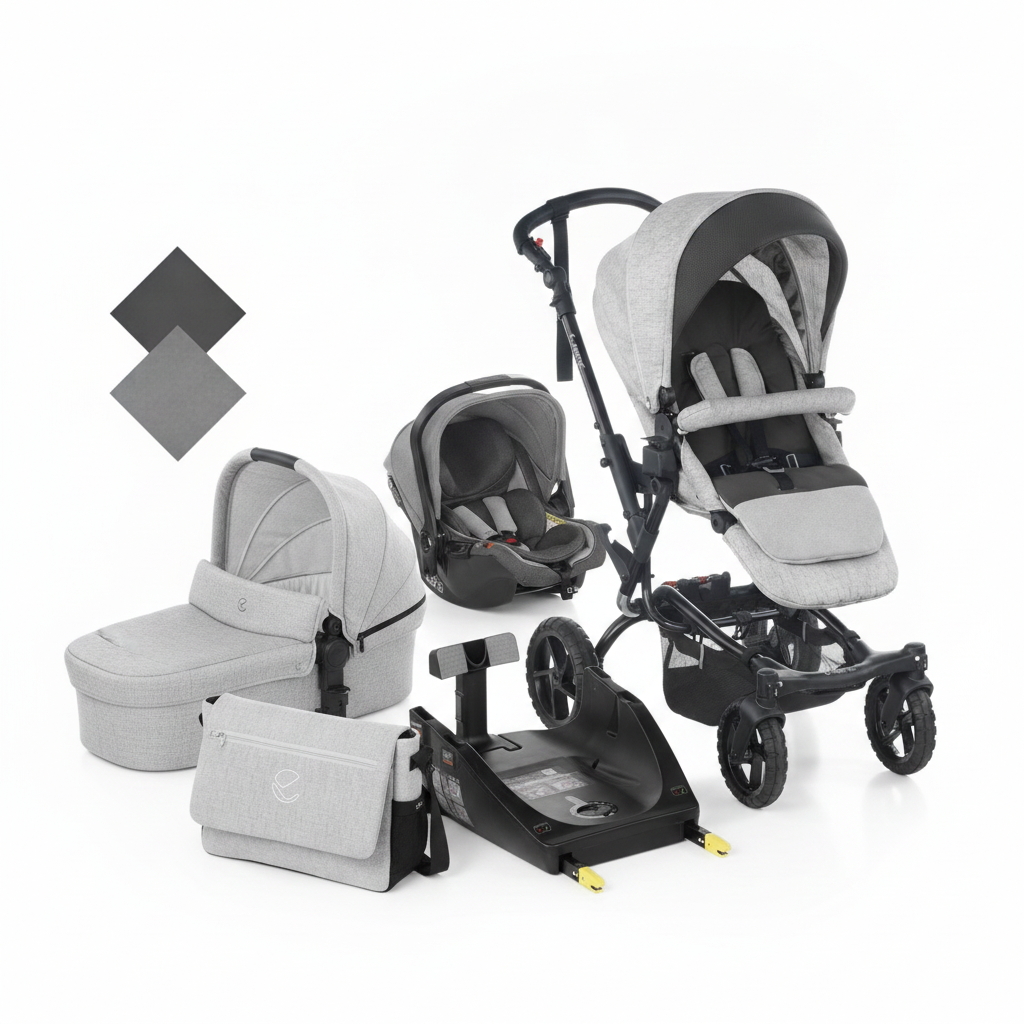 Jané Crosswalk-R All-Terrain Travel System with Carrycot & Koos iSize R1, Tech Mouse / Black Grey