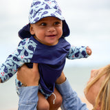 UPF 40+ Soft and Gentle Protective Swim Rash Vest in Blue Whale