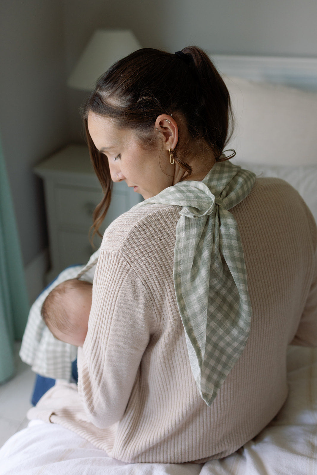 Gingham Sage Large Swaddle Muslin