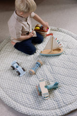 Ralphie Bear Sage Green Gingham Quilted Playmat