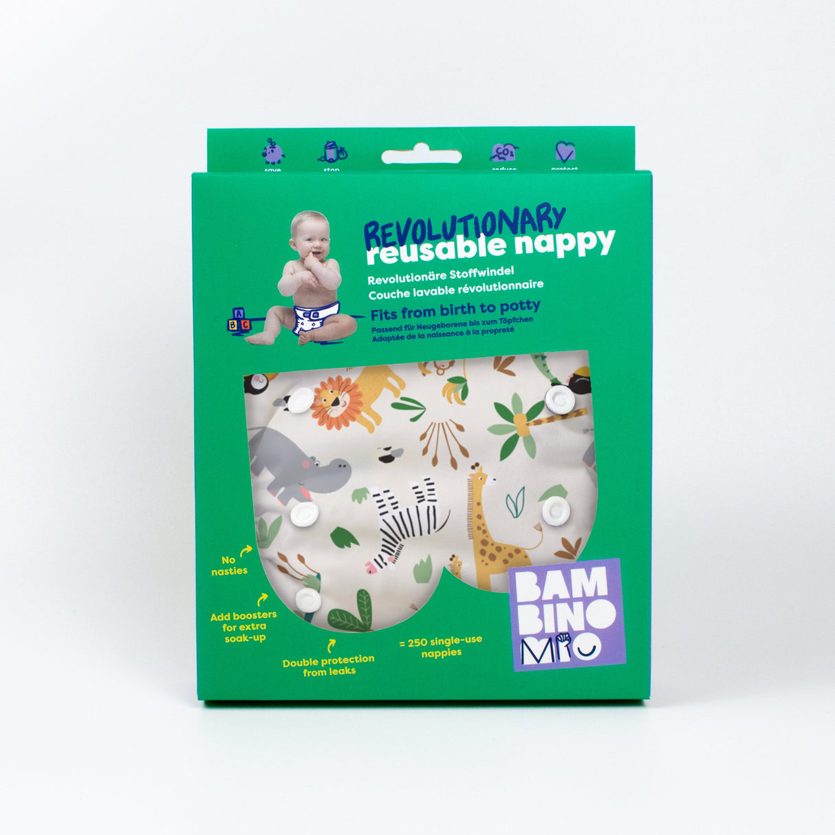 Revolutionary Reusable Nappy in Safari Squad