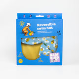 UPF 40+ Reversible Swim Hat for Babies and Toddlers in Busy Bees