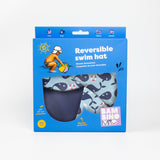 UPF 40+ Reversible Swim Hat for Babies and Toddlers in Blue Whale