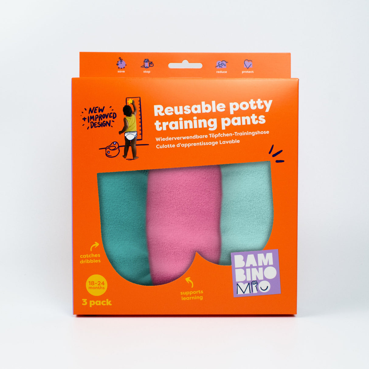 NEW: 3 Pack Reusable Potty Training Pants in Pink - Elite Design