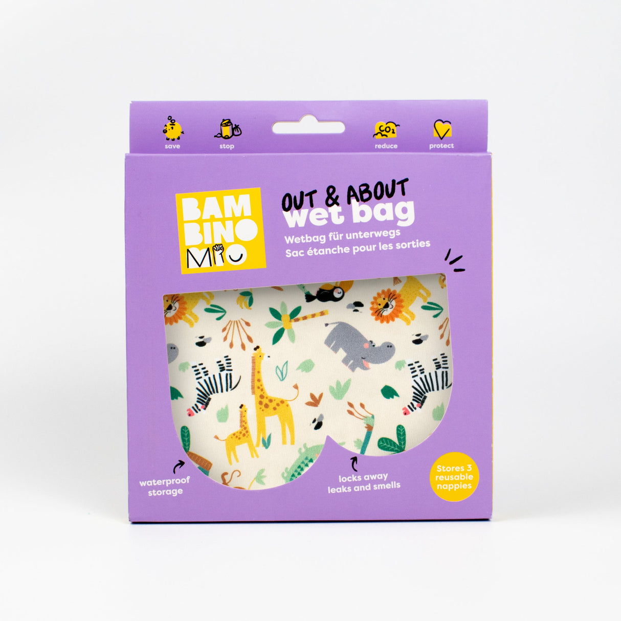 Out and About Waterproof Wet Nappy Bag in Safari Squad