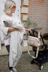 Ralphie Bear Quilted Changing Stroller Bag - Beige/Scallop