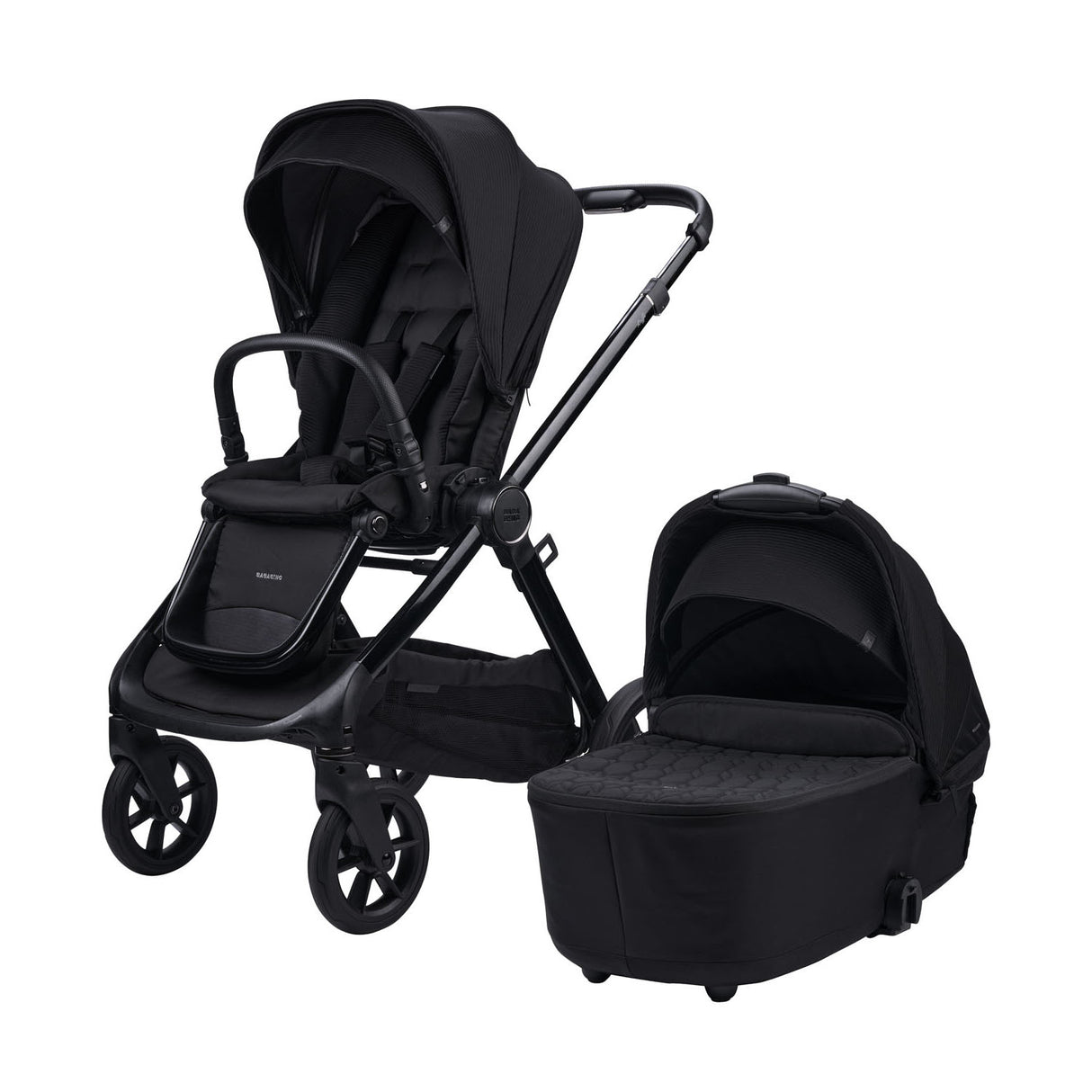 Bababing 18pc Raffi MK11 Home & Travel System, Home & Feeding Bundle with Spin Car Seat & Base - Gloss Black