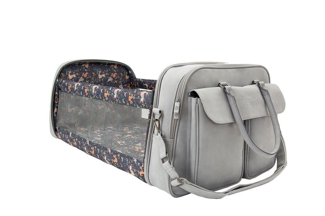 Baby Travel Crib Changing Bag - Vegan Leather Whisper Grey - POD ®