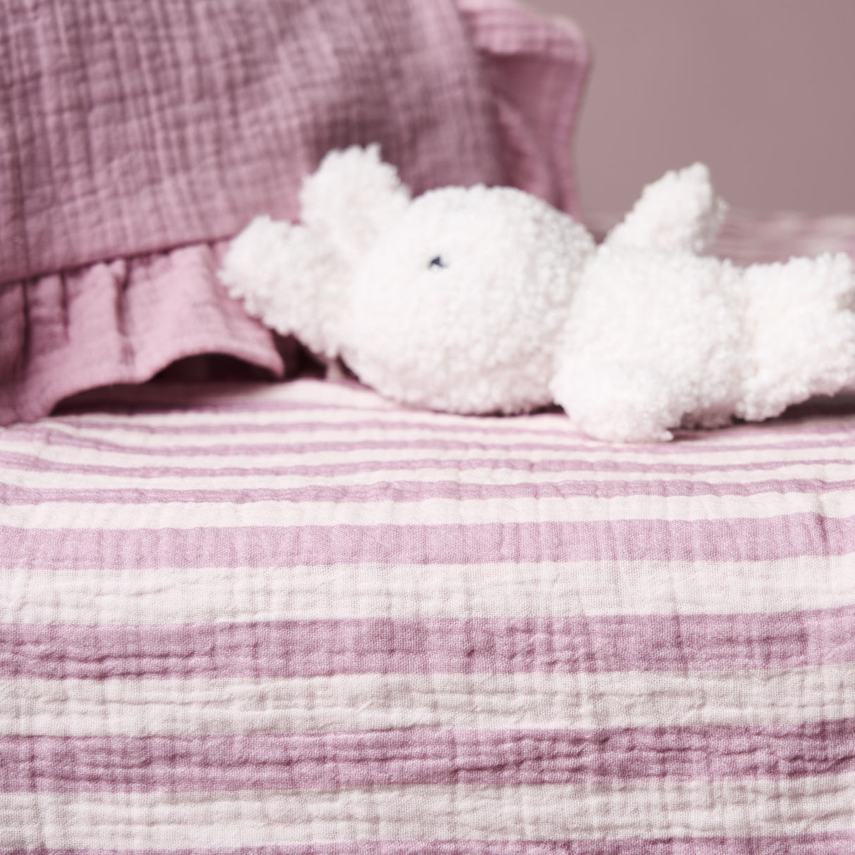 Obaby Muslin Fitted Sheet 120cm x 60cm - Berry Stripe