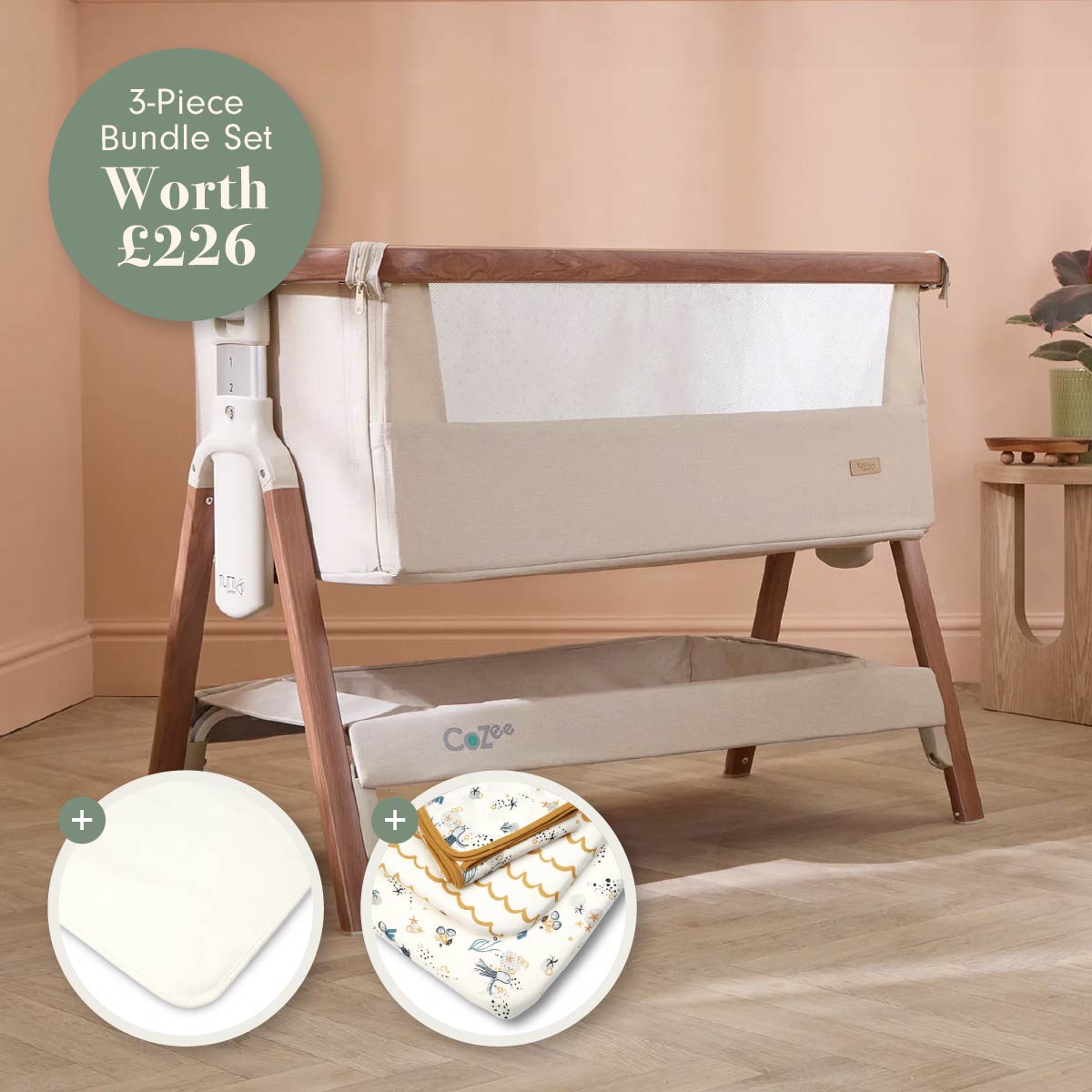 Tutti Bambini CoZee Bedside Crib Bundle - Run Wild