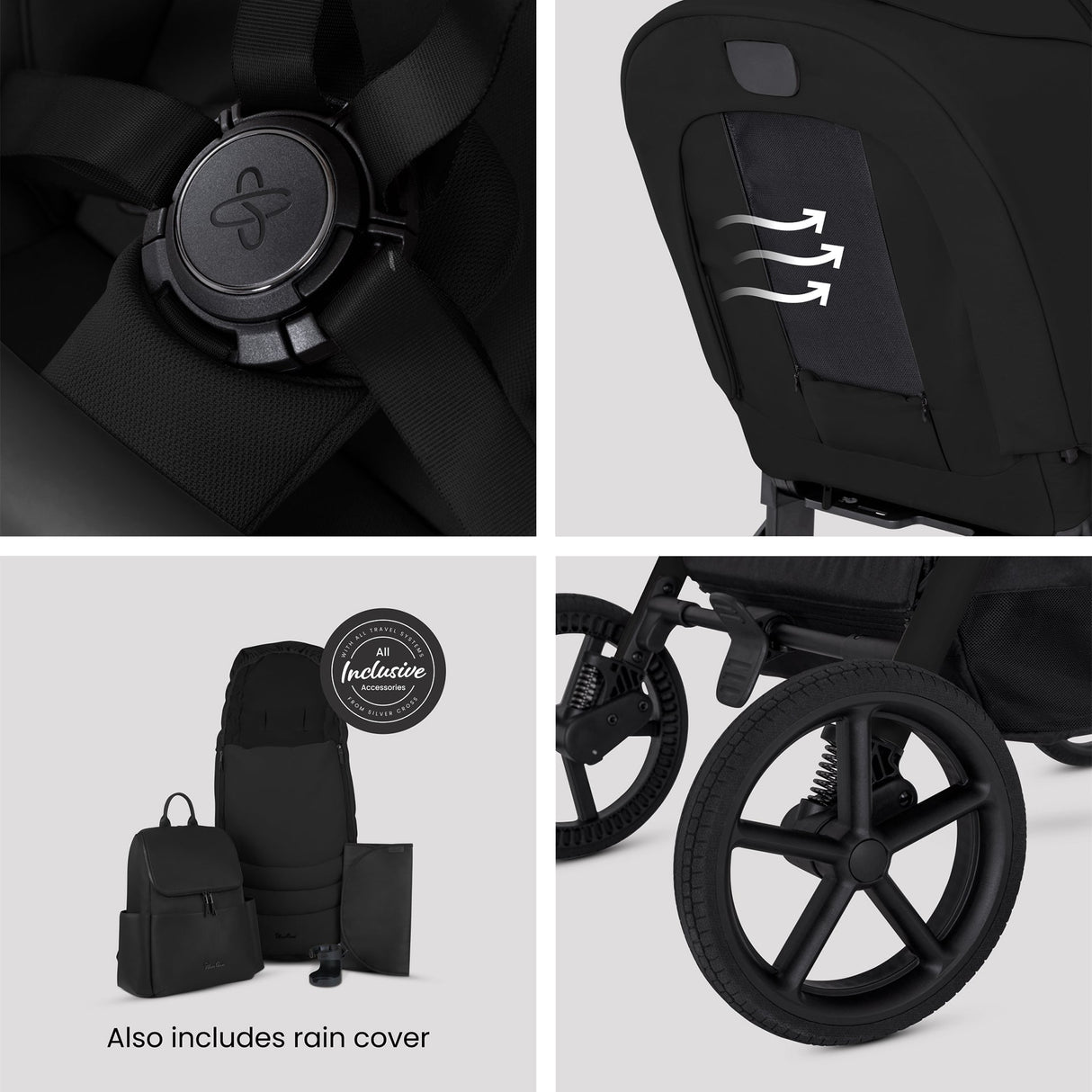 Silver Cross Breez Ultimate 360 Family Car Seat & Accessory Bundle - Onyx