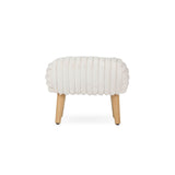 CuddleCo Etta Faux Fur Foot Stool - Cream