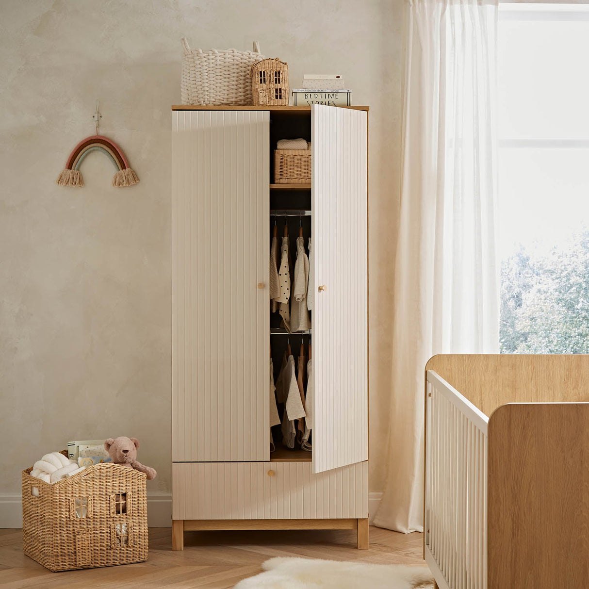 CuddleCo Remi 3 Piece Nursery Furniture Set - Oak & Cashmere