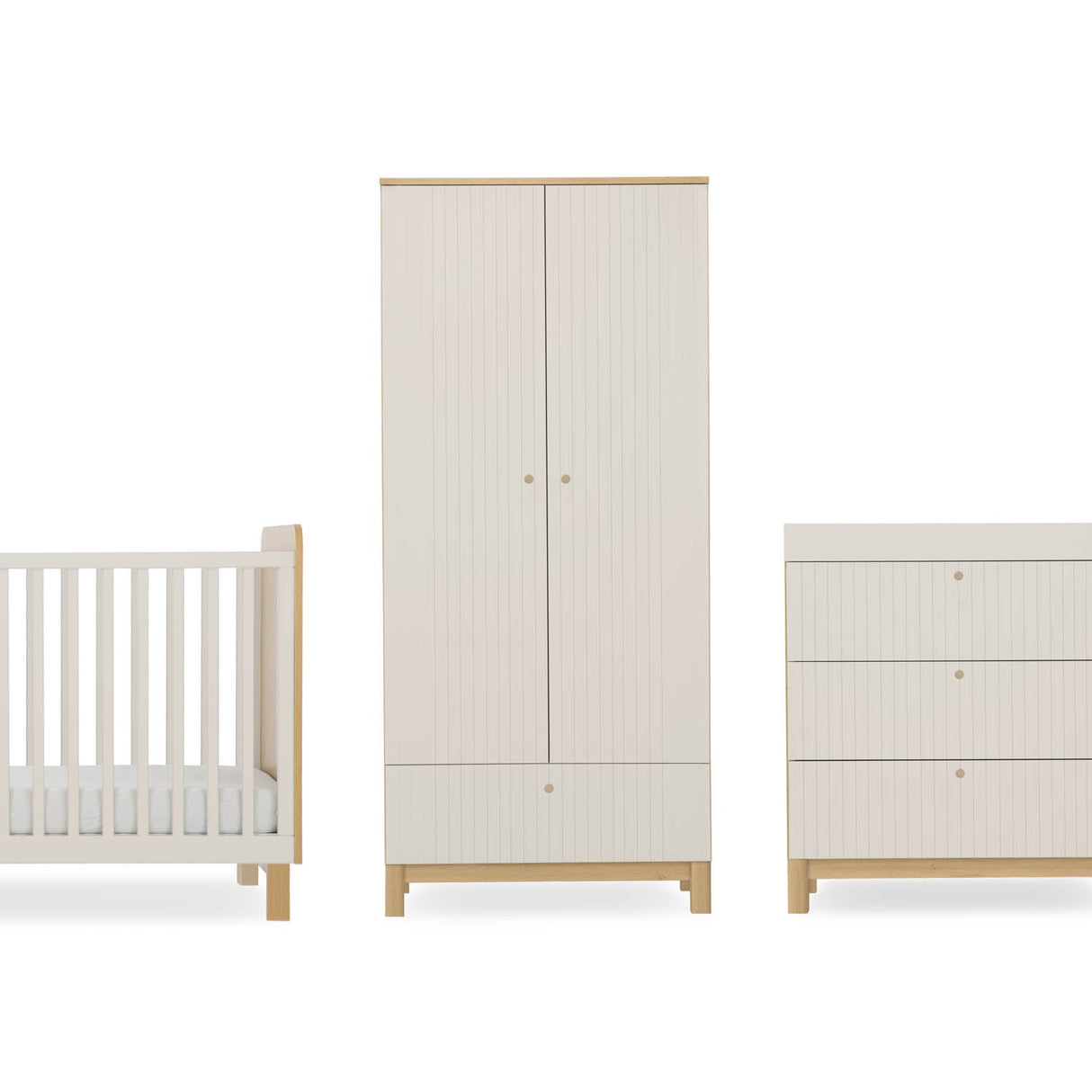 CuddleCo Remi 3 Piece Nursery Furniture Set - Oak & Cashmere