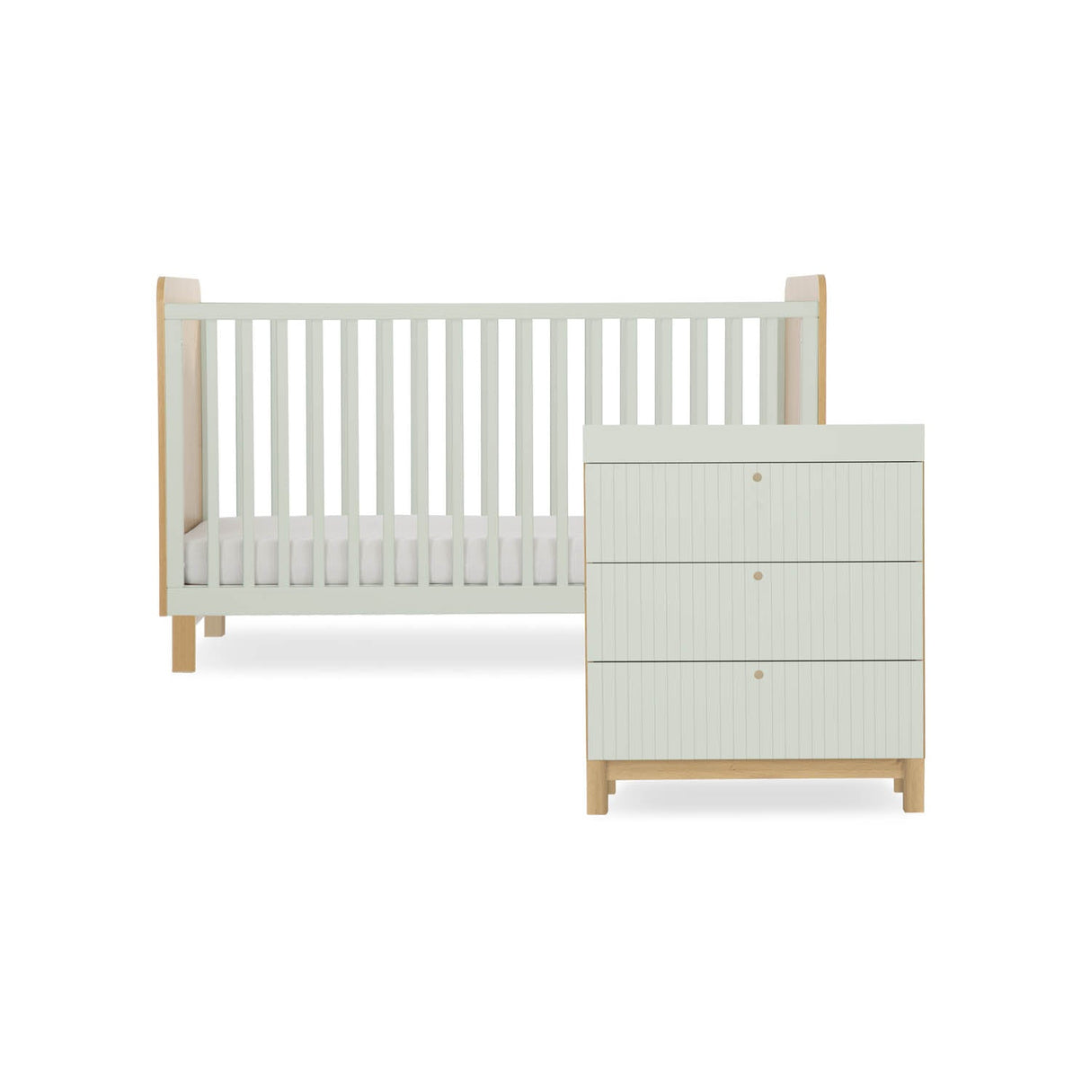 CuddleCo Remi 2 Piece Nursery Furniture Set - Oak & Green