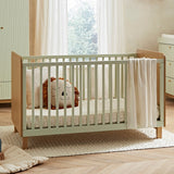 CuddleCo Remi Cot Bed - Oak & Green