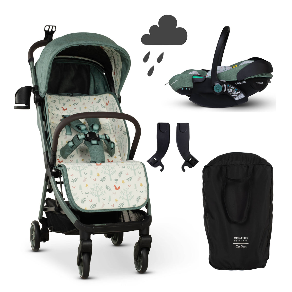 Cosatto Woosh City Recline Car Seat Bundle - Meadow