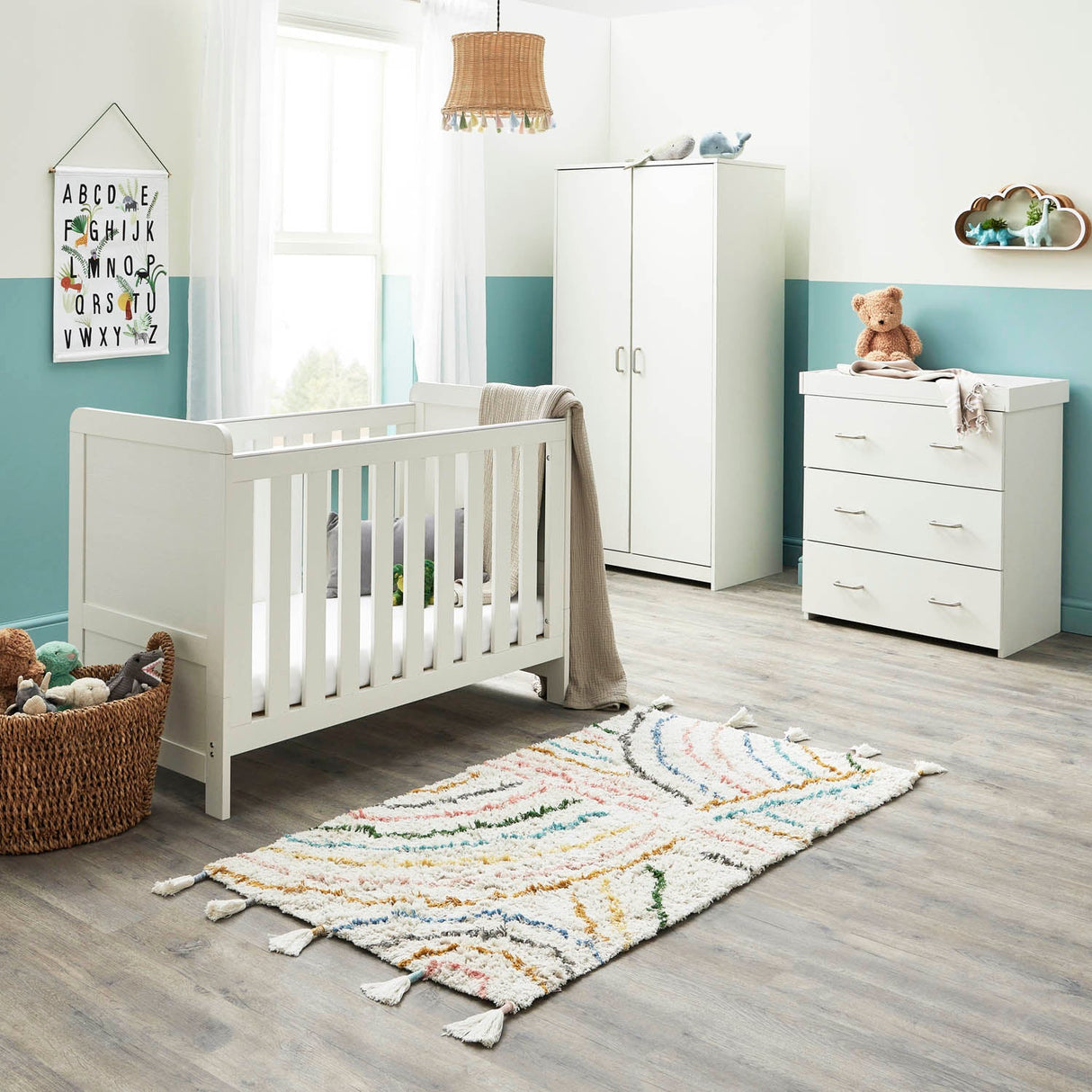 Babymore Caro Mini 3 Piece Room Set - White Wash