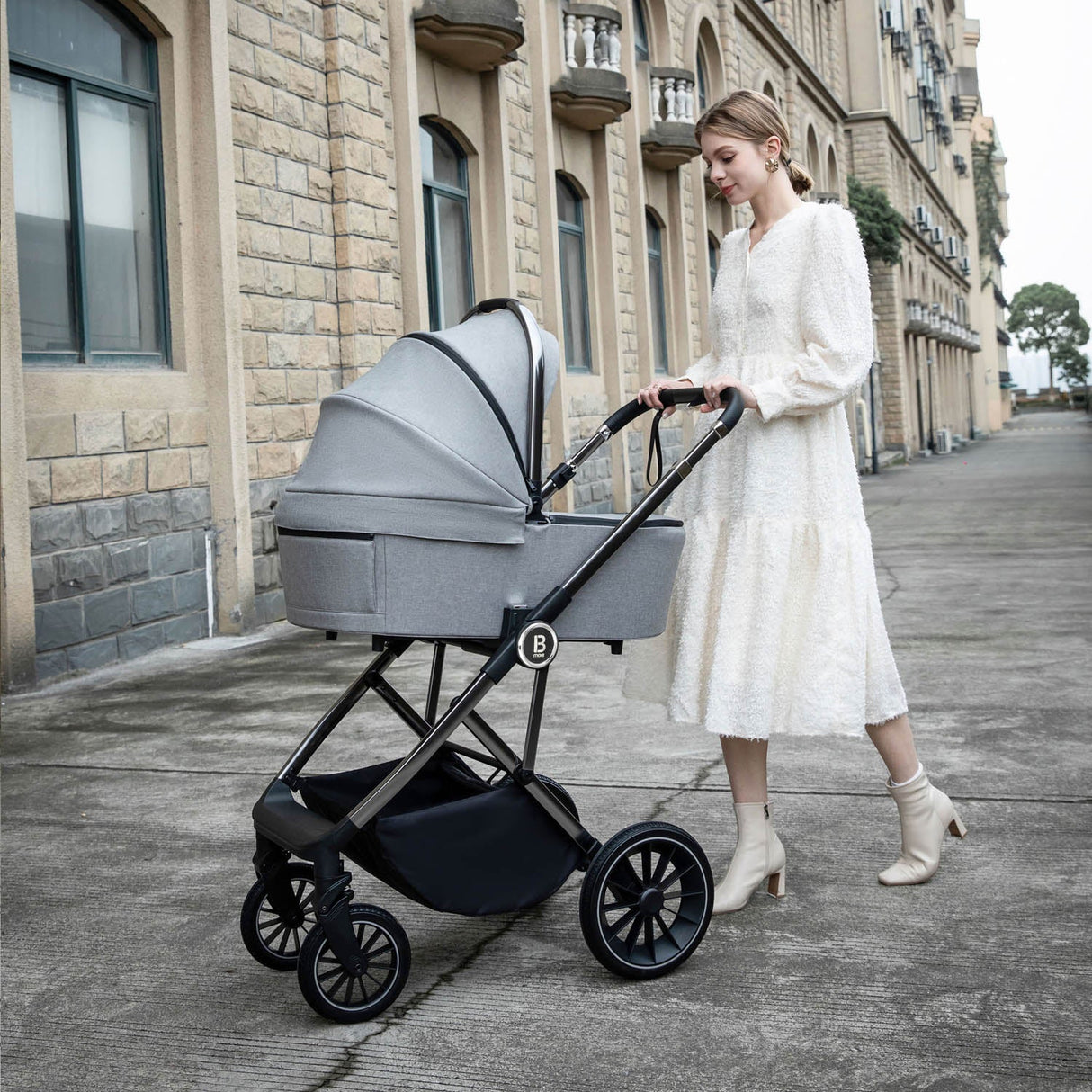 Babymore Chia Pram & Pushchair - Pearl Grey