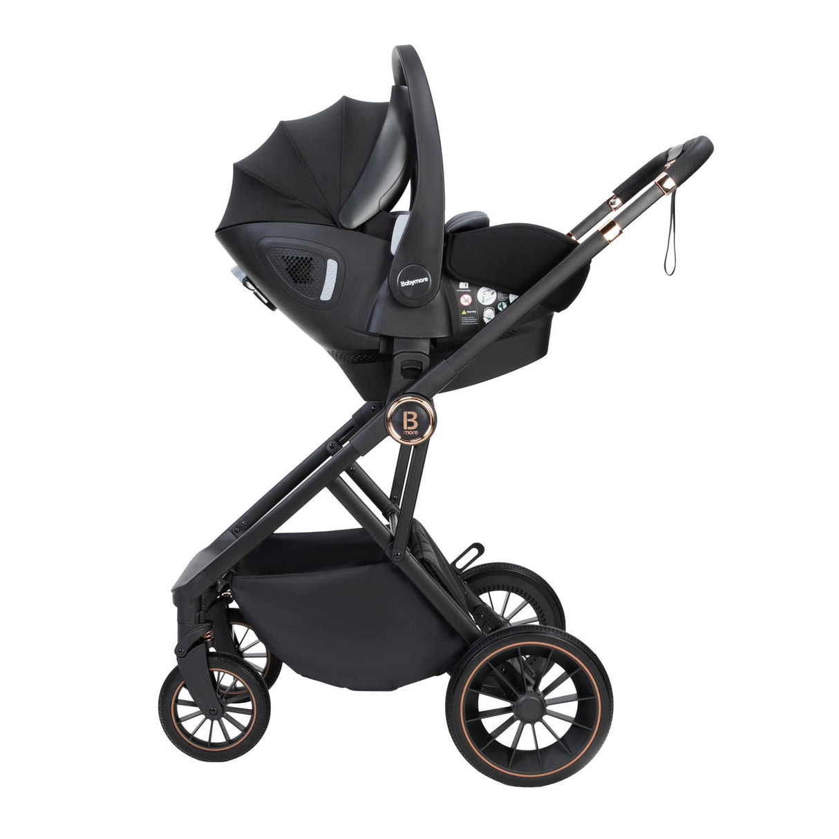 Babymore Chia Travel System + Pecan Car Seat & Base - Midnight Blue