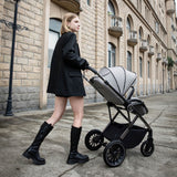 Babymore Chia Travel System + Pecan Car Seat & Base - Pearl Grey