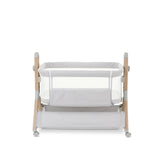 Obaby Cloud Bedside Crib + 2 White Crib Fitted Sheets Bundle - Grey